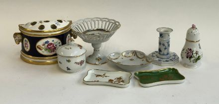 A mixed lot of ceramics to include Royal Copenhagen candlestick, no. 3303, 11cmH; Limoges Dubarry;