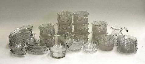 A quantity of cut and other glassware to include 19th century hand blown jug; demilune side