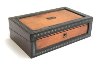 A Victorian ebonised writing box, interior AF, 41cmW; together with a further mahogany box