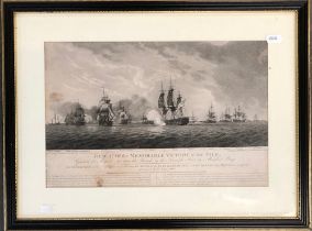 A pair of 19th engravings by and after George Riley, 'View 3rd of the Memorable Victory of the