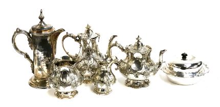 A quantity of silver plate to include four piece tea service etc