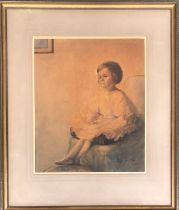 Phyllis Heseltine, watercolour of a young girl seated, signed and dated 1928, 40x33cm