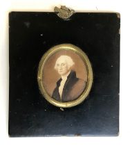 A 19th century portrait miniature of George Washington in ebonised frame, 6.1x5.3cm