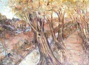 Austin Taylor (1908-1992), 'Thames Tow Path' 1980, oil on canvas, signed, 83x111cm