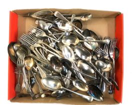 A quantity of silver plated and steel flatware