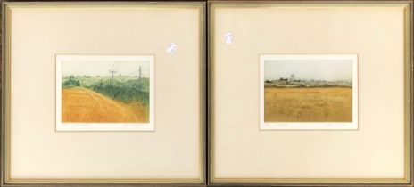 Barry Owen Jones, RWS, RE (British, 1934-2018), 'Sark Landscape' and 'Sark Mill', colour etchings,