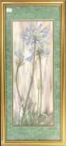 Carmel Foret (20th century American), limited edition print of irises, signed and numbered, 47x18cm