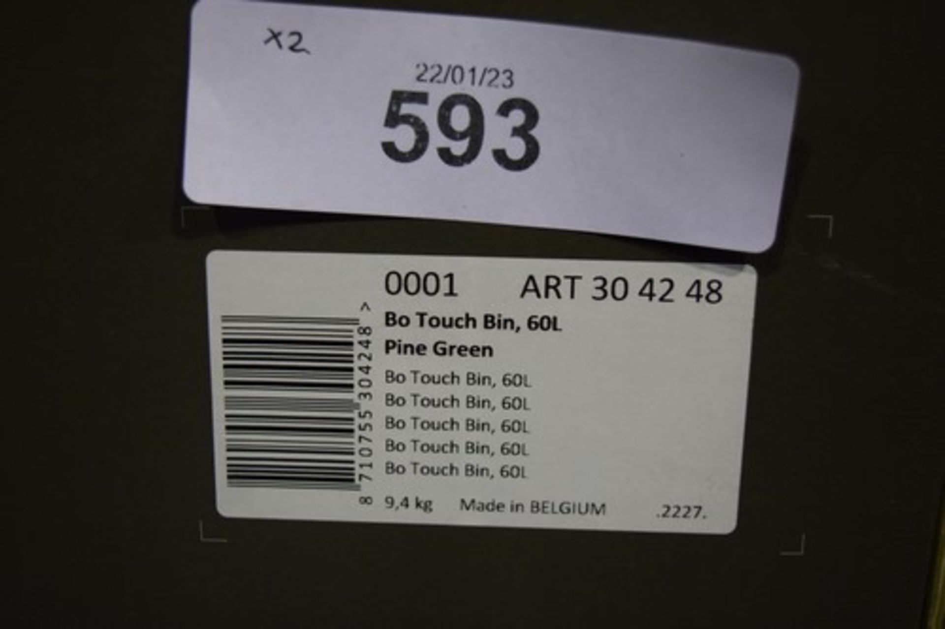 1 x 60L Brabantia Bo Touch bin with 1 inner bucket - pine green code: 8710755304248. - Image 2 of 2