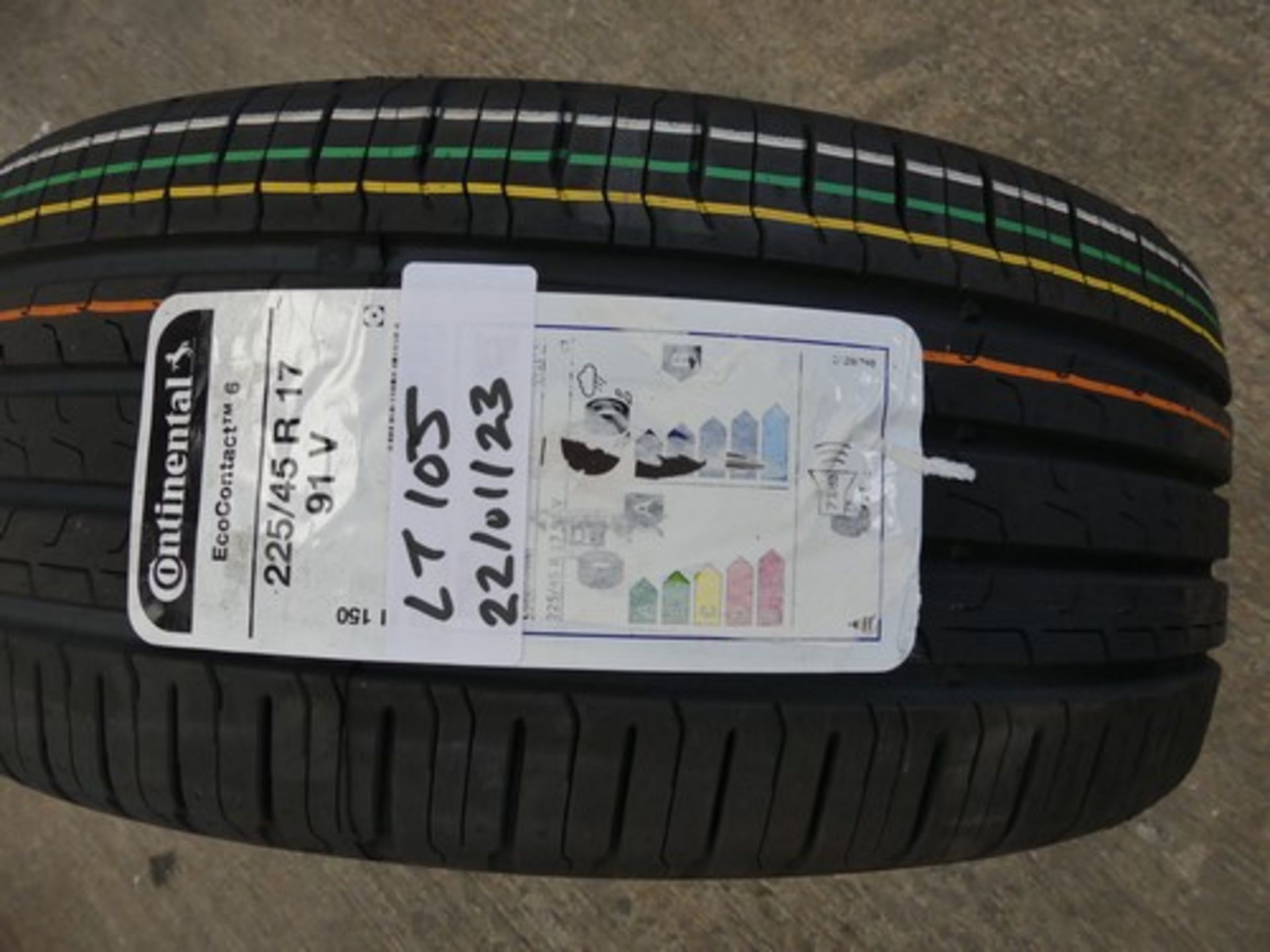 1 x pair of Continental Eco Contact 6 tyres, size 225/45R17 91V - New with labels (open shed)