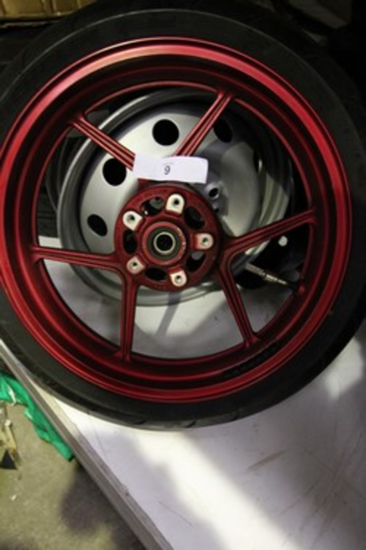 A selection of new and used wheels including 1 x motorbike alloy wheel, assorted 4 and 5 stud - Image 2 of 3