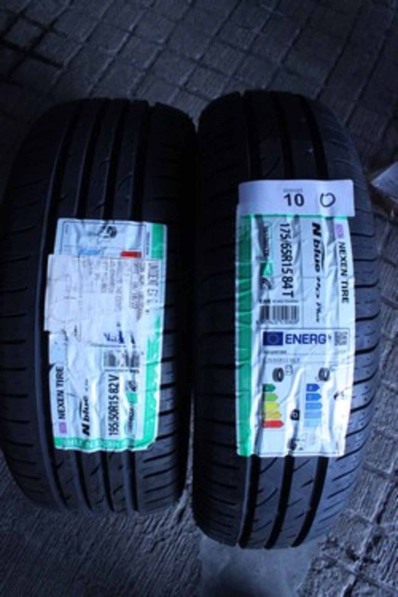 2 x Nexen N Blue tyres, sizes 195/50R15 and 175/65R15 - New with labels (open shed)