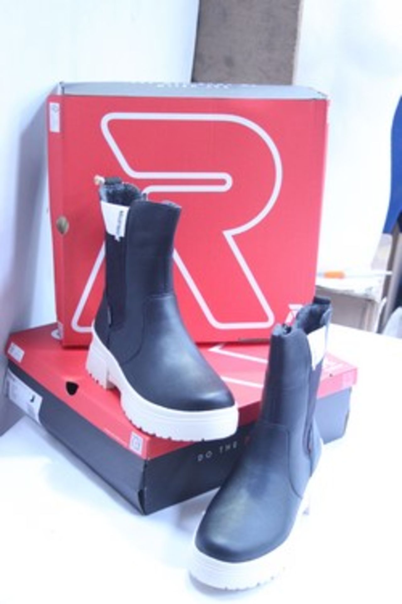 2 x pairs of Rieker Revolution black boots, 1 x size 39 and 1 x size 38, style WO380-00 - New in box