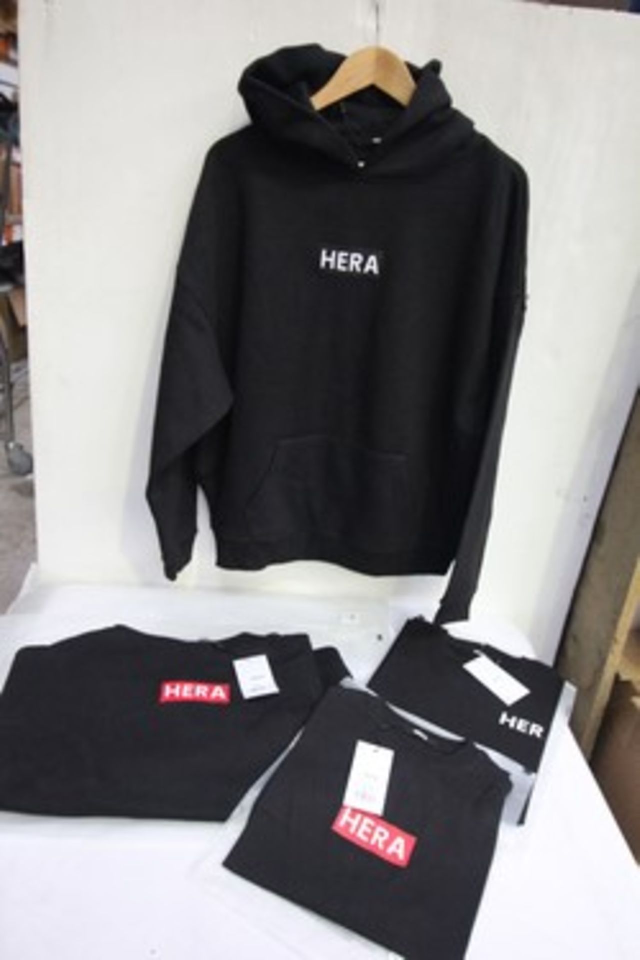 4 x items of Hera clothing comprising 2 x hoodies and 2 x t-shirts in various styles and sizes - New