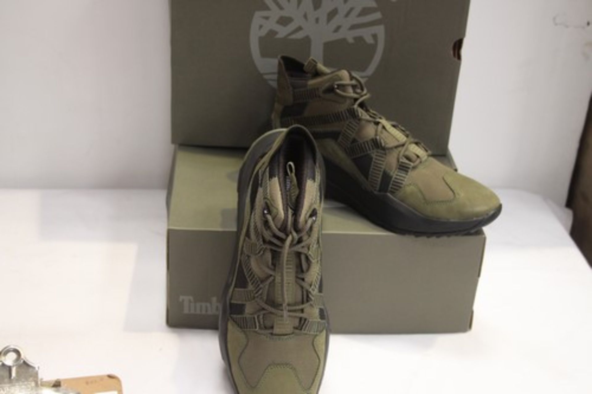 2 x pairs of Timberland dark green men's Madbury mid hiker boots, size UK 10.5 - New in tatty box (