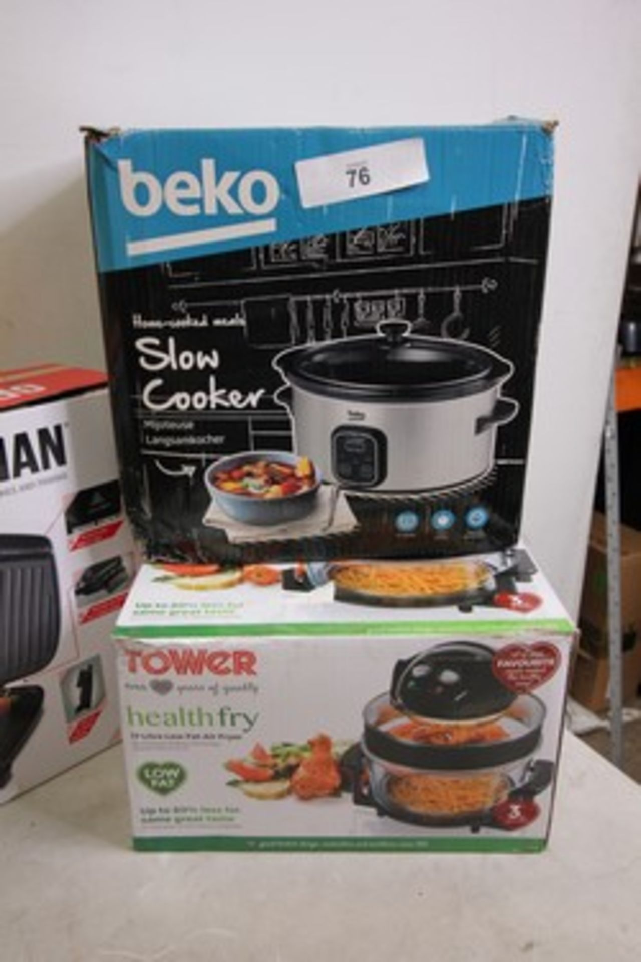 1 x George Foreman large classic grill, model 23440, 1 x Beko slow cooker and 1 x Tower 17L air - Image 2 of 3