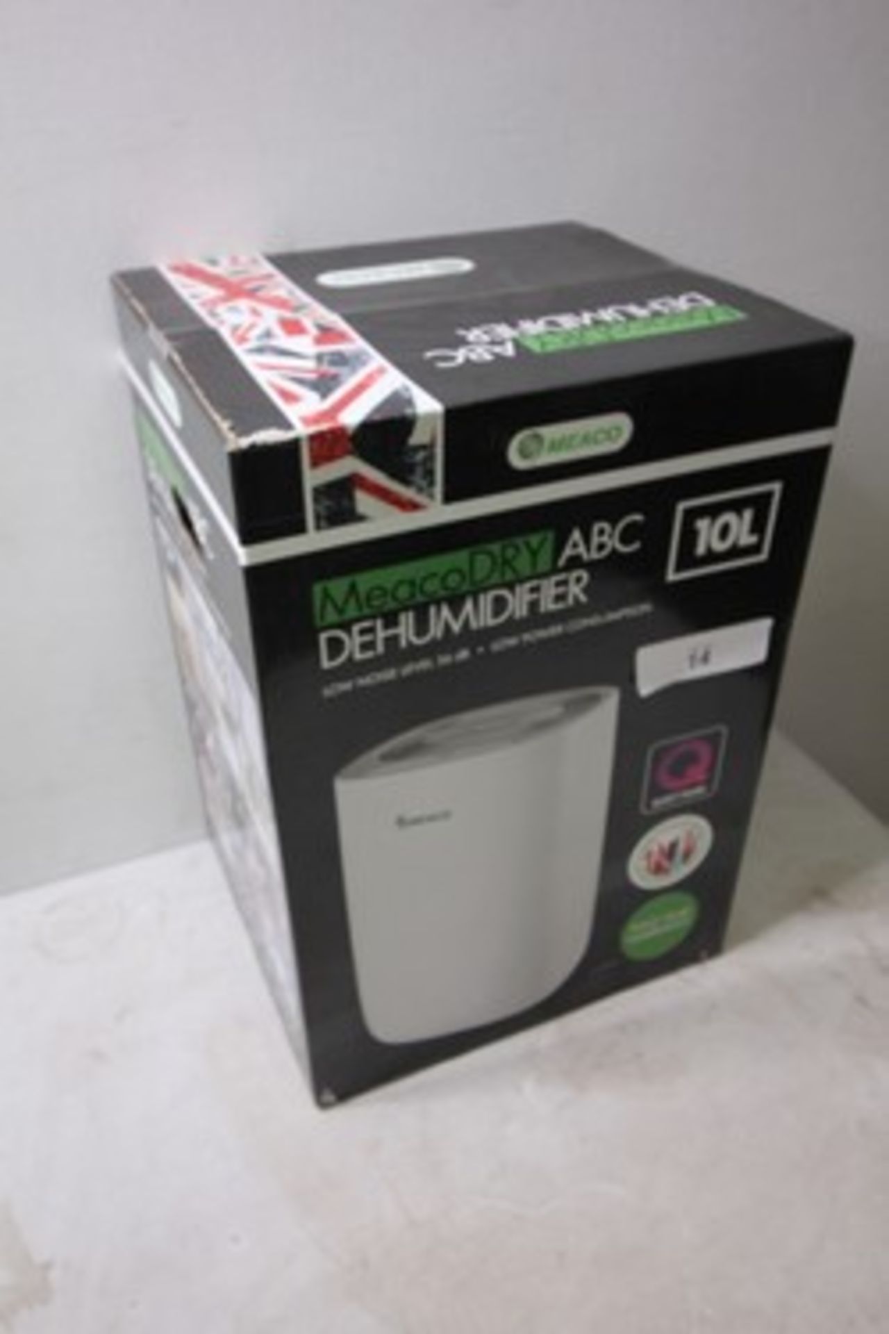 1 x Meaco ABC 10 litre dehumidifier, model MPR221072573225, low noise level 36db - Sealed new in box