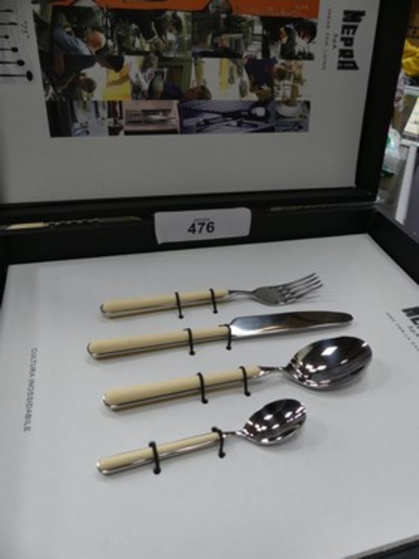 42 items of Nepra Cutlery, style Fantasia Vanilla, comprising 6 x large knives, small knives,