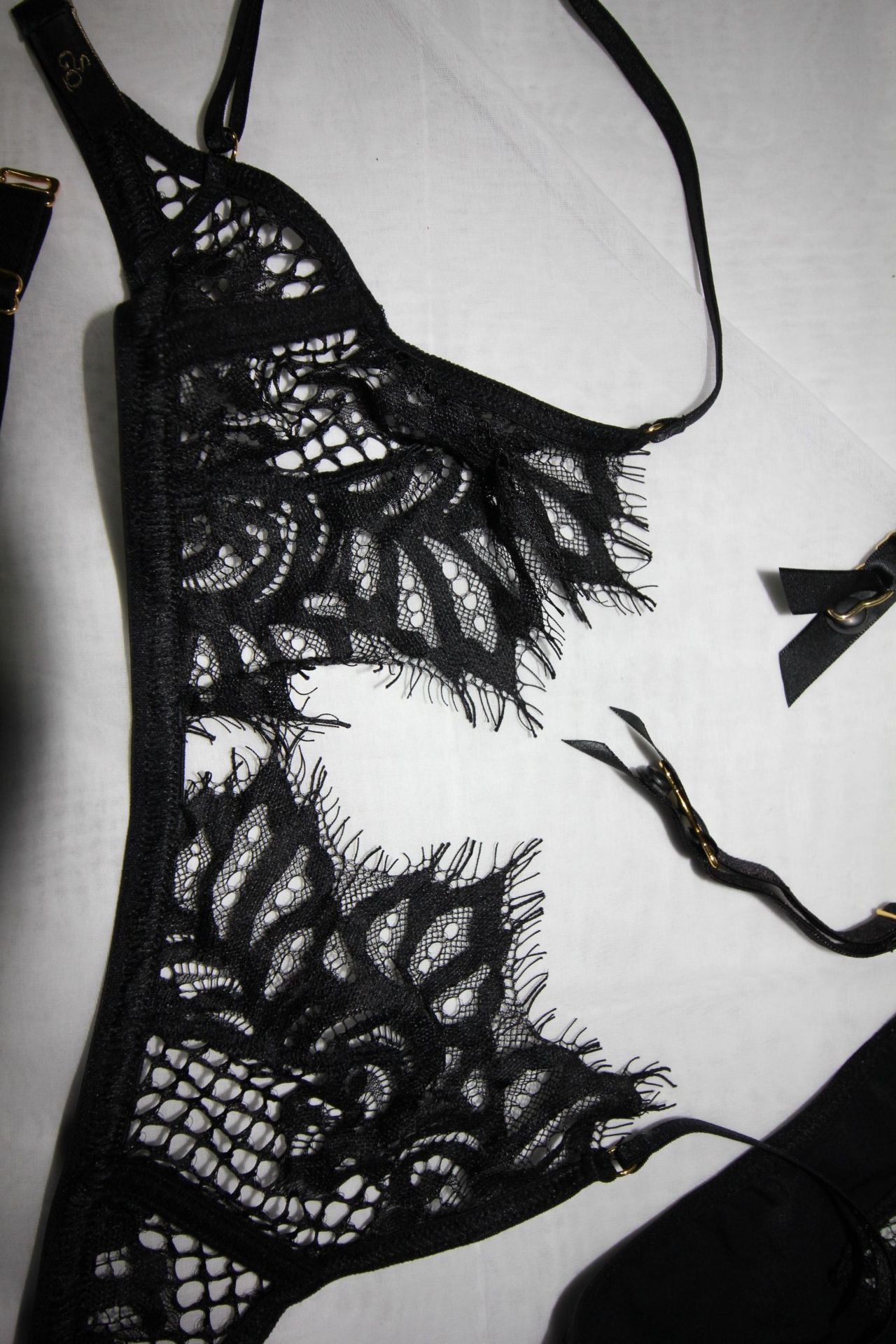 5 x Items of SGQ ladies under wear comprising 2 x suspender belts, 1 x bra and 2 briefs, all black - Image 2 of 3