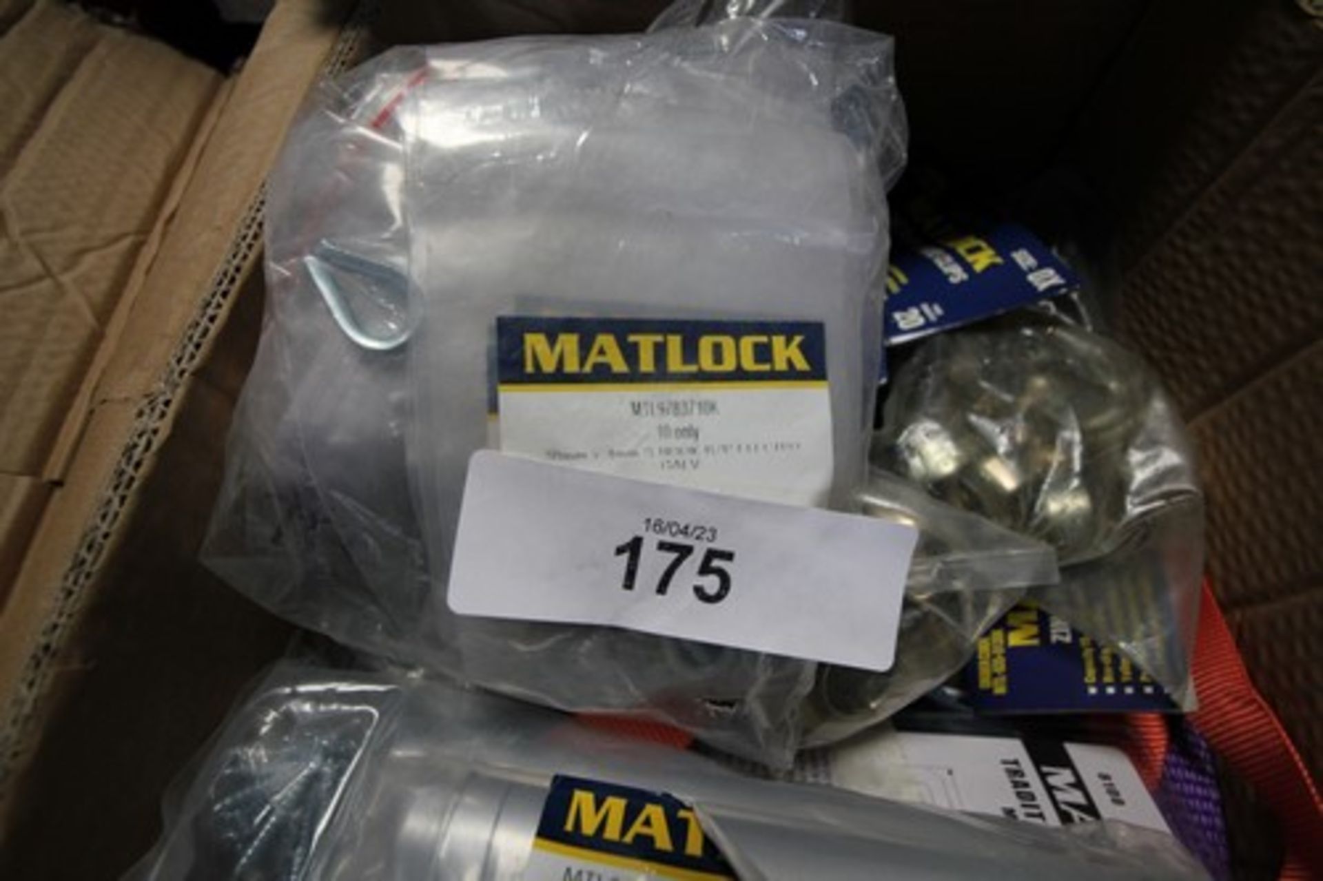 A selection of Matlock products including 150mm double action spring hinges, zinc plated hose clips, - Image 4 of 4