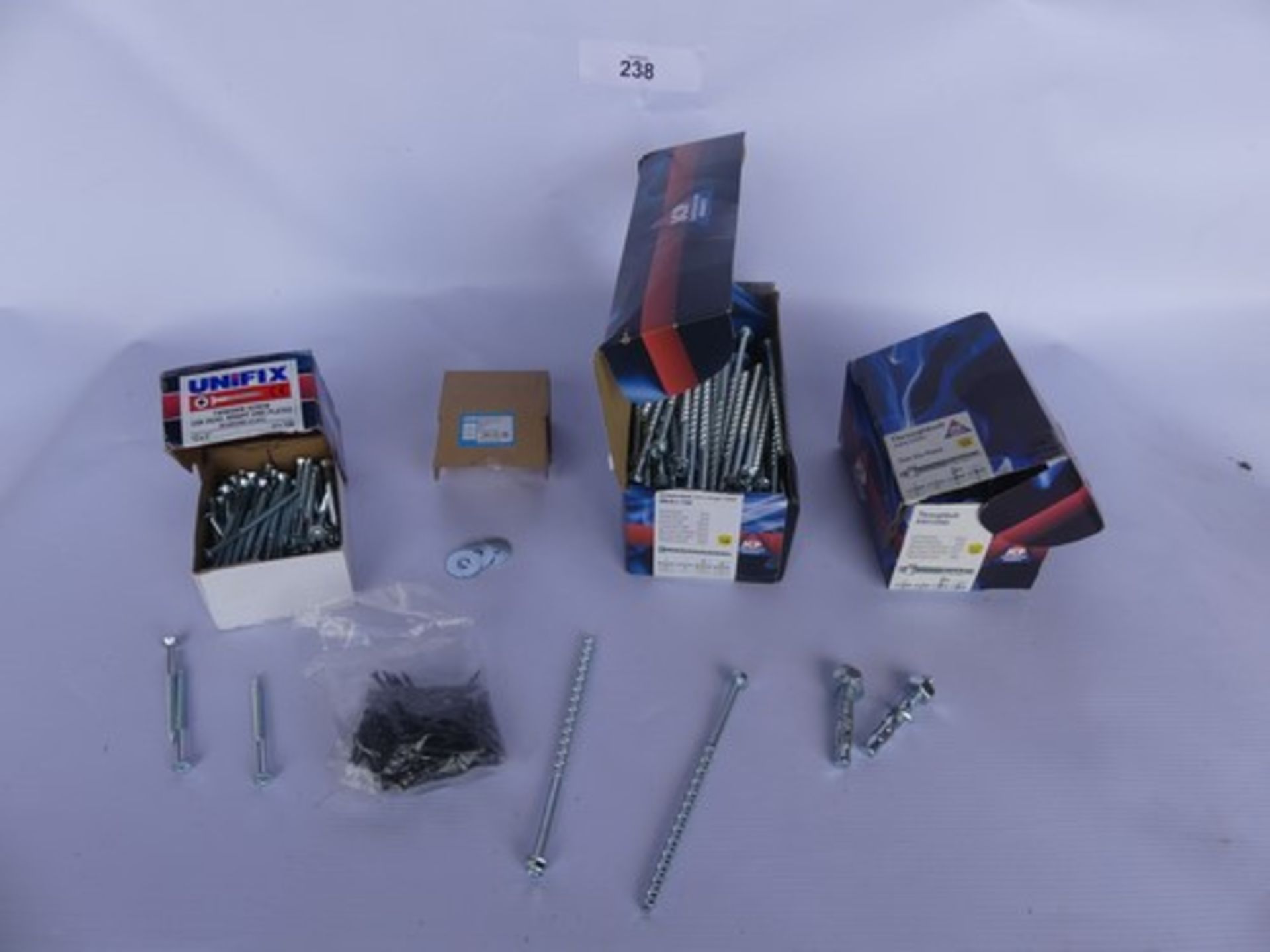 A selection of fixings including JCP through bolts, size M10 x 55mm, JCP M6/8 x 150 Anker bolts,