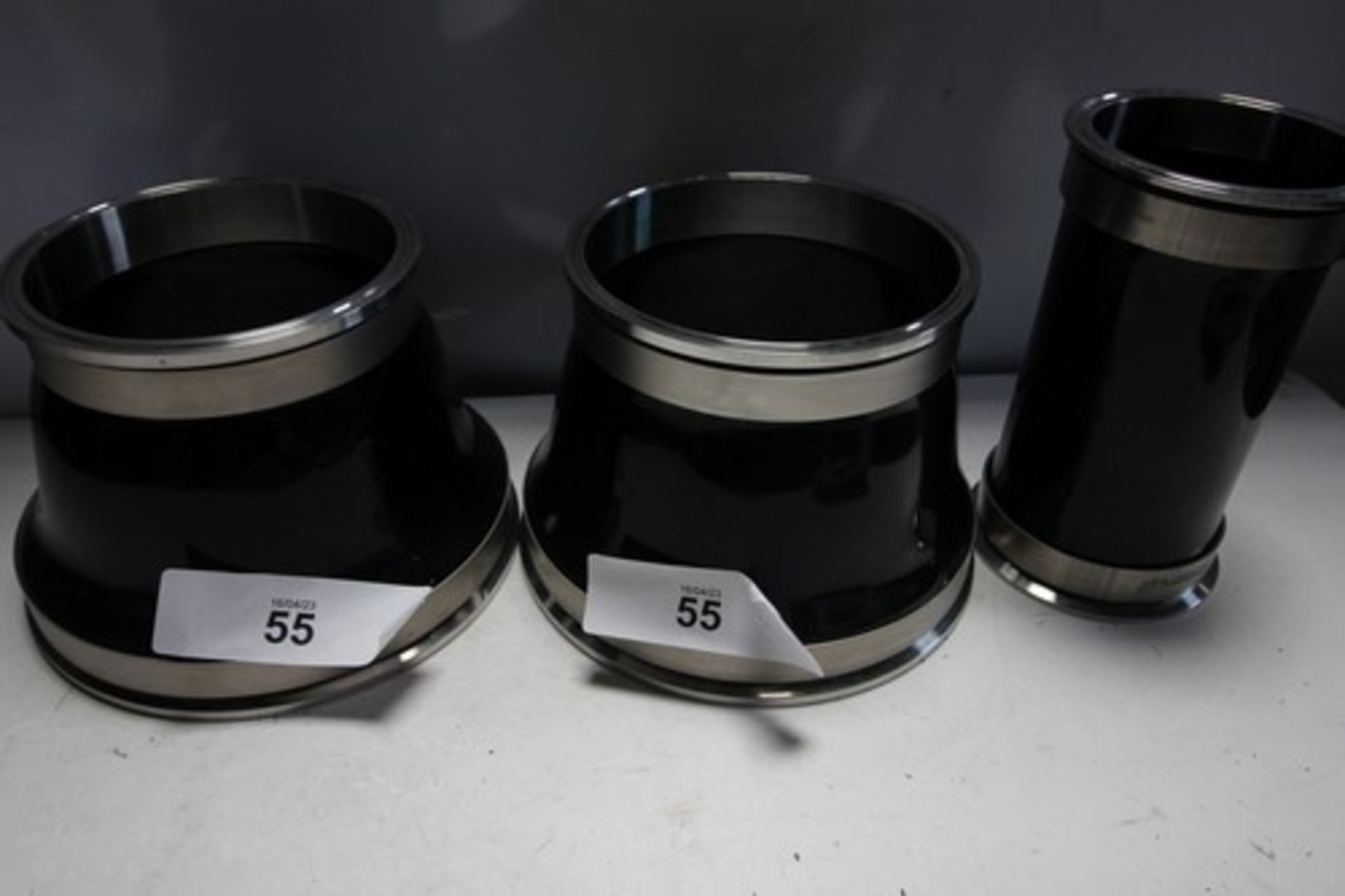 3 x assorted Filcoflex reducers, 1 x size 200mm-135mm, 1 x 200mm - 149mm and 1 x 96mm - 96mm -