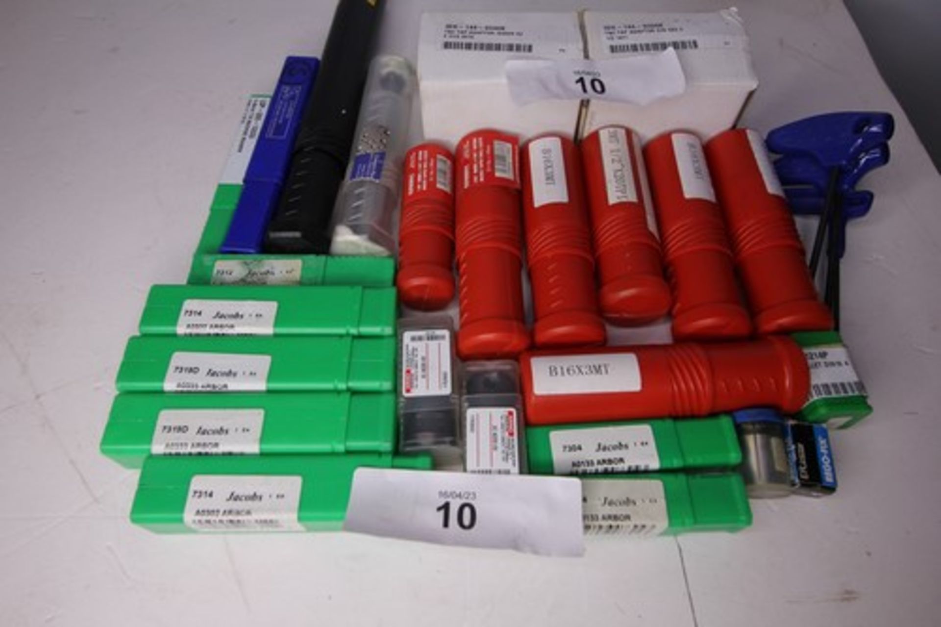 A selection of milling and drilling tools including 0-35mm collet, 0-1mm collet, JH Lines