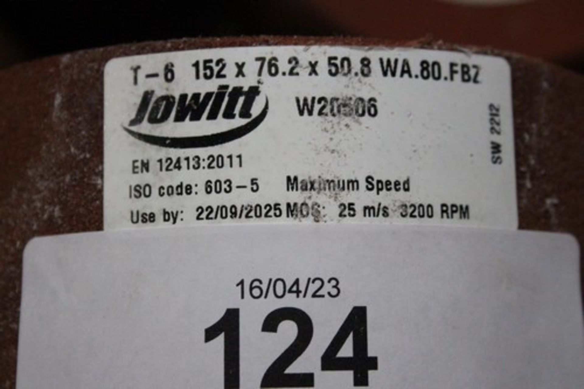 10 x Jowitt T-6 152 x 76.2 x 50.8 WA. 80 FBZ grinding wheels, code W20506 - New (SW4) - Image 2 of 2