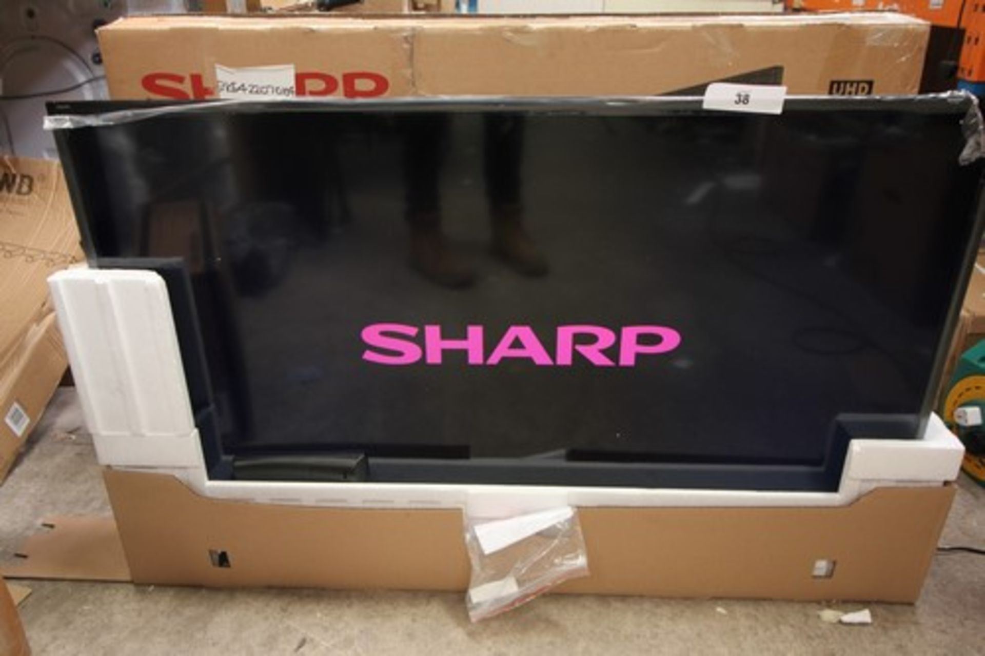 1 x Sharp 55" 4K TV with remote control, Model LC-55UI7352E, powers on but not fully tested - Second