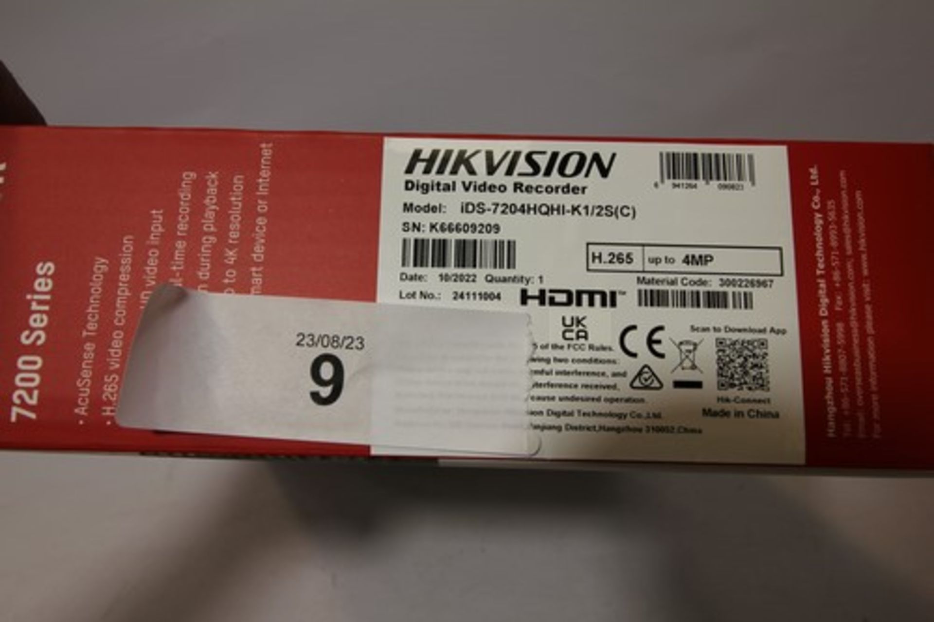 1 x Hikvision Turbo HD DVR 7200 series digital CCTV recorder, Model: ID5-7204HQHI-K1/25 - Sealed new - Image 2 of 2