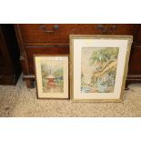 A framed and glazed watercolour study depicting th