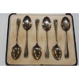 A cased set of six silver spoons