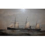 A maple framed print, study of sailing vessel "Sul