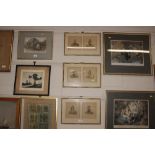 Six S.J. Fuller prints contained in three frames