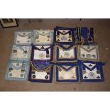 A collection of Masonic regalia to include aprons