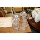 A collection of table glassware to include vases a