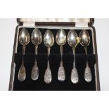 A cased set of six Russian silver spoons marked 84