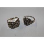 Two vintage Sterling silver and marcasite set ring