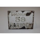 An enamel sign "Borough 59, Harwich"