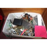 A large box of various costume jewellery