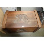 An Oriental carved camphorwood chest AF