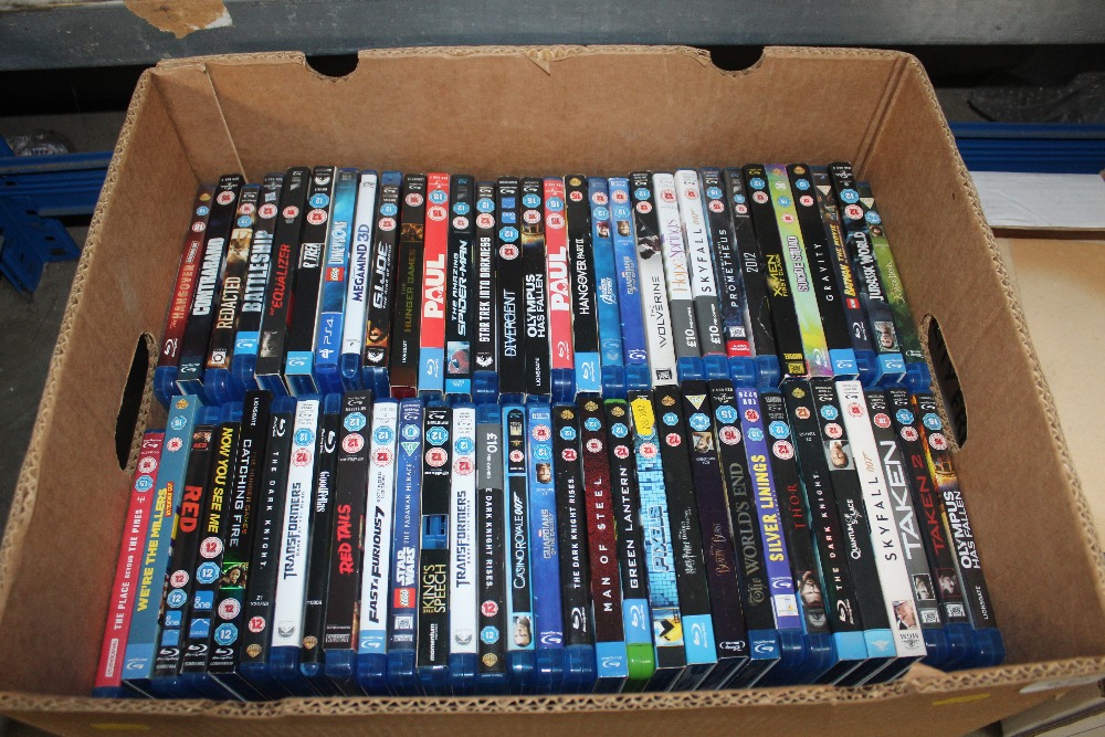 A box of various DVD's to include Blue Rays