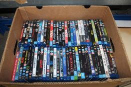 A box of various DVD's to include Blue Rays