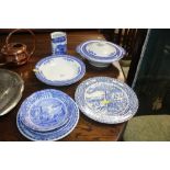 A quantity of blue and white china