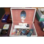 A musical jewellery box and contents of various co