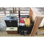 A quantity of various file boxes, cassette boxes e