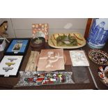 A collection of Studio pottery including mirrors,