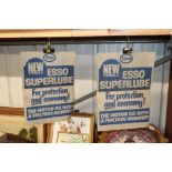 Two Esso New Formula Super Lube advertising poster