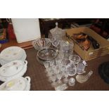 Various cut glassware to include biscuit barrel, v