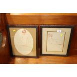 Two framed nude sketches, signed Belgium