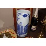 A Chinese blue and white china umbrella stand